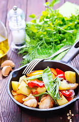 Image showing fried meat with vegetables