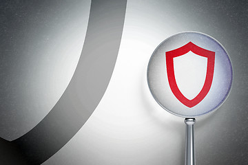 Image showing Protection concept:  Contoured Shield with optical glass on digital background