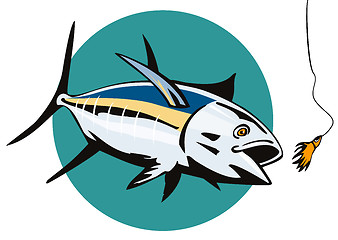 Image showing Albacore Tuna taking the bait