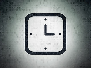 Image showing Time concept: Watch on Digital Data Paper background