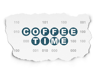 Image showing Time concept: Coffee Time on Torn Paper background