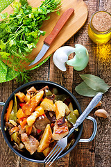 Image showing fried meat with vegetables