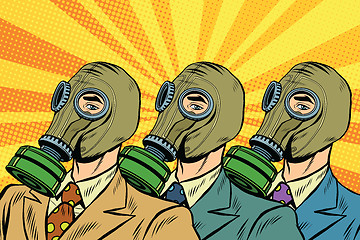 Image showing People in gas masks the Sots art style