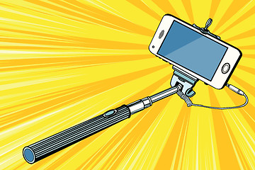 Image showing Selfie stick smartphone shooting