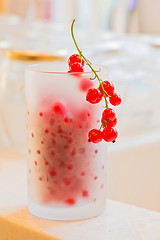 Image showing Fresh red currants in frosted glass