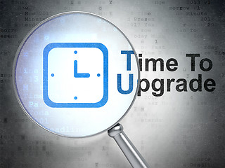 Image showing Timeline concept: Watch and Time To Upgrade with optical glass