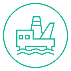 Image showing Offshore oil platform line icon.