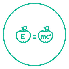 Image showing Two apples with formulae line icon.