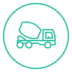 Image showing Concrete mixer truck line icon.