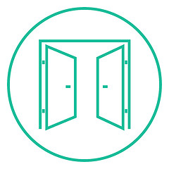 Image showing Open doors line icon.