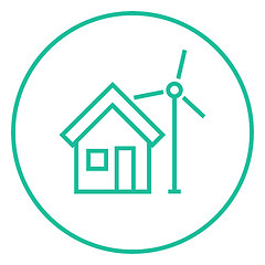 Image showing House with windmill line icon.