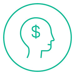 Image showing Human head with dollar symbol line icon.