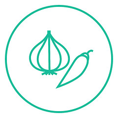 Image showing Garlic and chilli line icon.