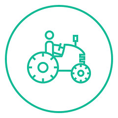 Image showing Man driving tractor line icon.