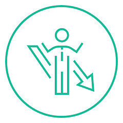 Image showing Businessman with arrow down line icon.