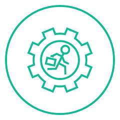 Image showing Man running inside the gear line icon.