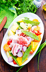 Image showing raw meat with vegetables