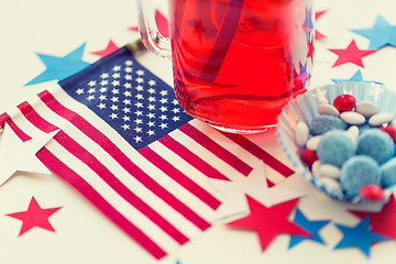 Image showing juice glass and american flag on independence day