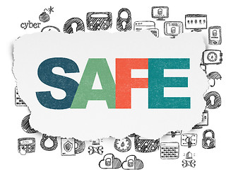 Image showing Safety concept: Safe on Torn Paper background