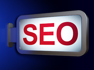 Image showing Web design concept: SEO on billboard background