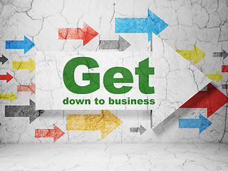 Image showing Finance concept: arrow with Get Down to business on grunge wall background