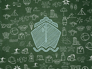 Image showing Travel concept: Ship on School board background