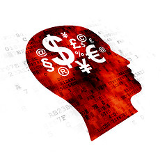 Image showing Learning concept: Head With Finance Symbol on Digital background