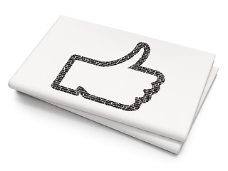 Image showing Social network concept: Thumb Up on Blank Newspaper background