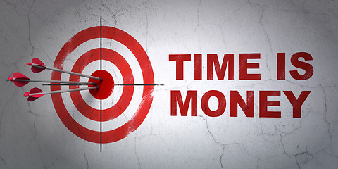 Image showing Business concept: target and Time is Money on wall background