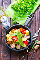 Image showing fried meat with vegetables