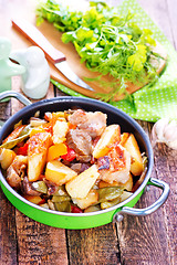 Image showing fried meat with vegetables