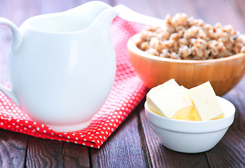 Image showing buckwheat with milk and butter