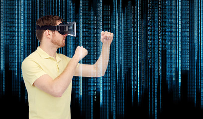 Image showing man in virtual reality headset or 3d glasses