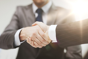 Image showing two businessmen shaking hands in office