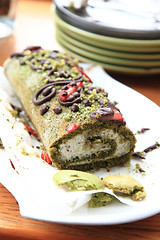 Image showing pistachio roulade dessert