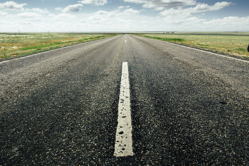 Image showing asphalt road with a marking leaving afar