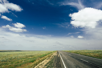 Image showing asphalt road with a marking leaving afar