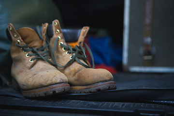 Image showing leather shoes light color with dark laces