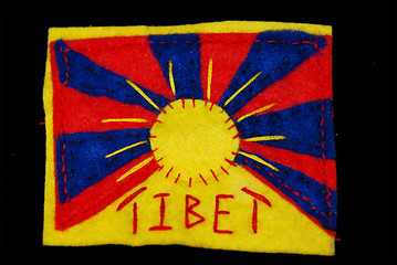 Image showing Hand-Embroidered Tibetan Flag