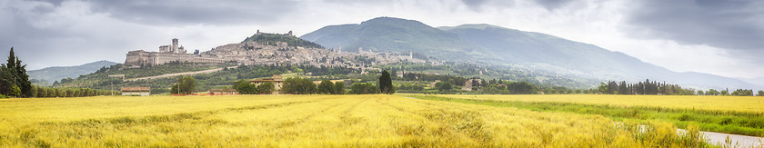 Image showing Assisi in Italy Umbria golden field panorama