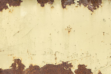 Image showing old rusty painted metal plate background