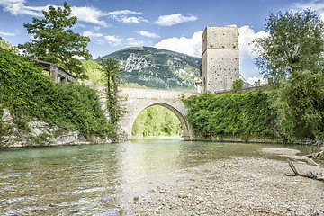 Image showing old stone bridge at Frasassi Marche Italy