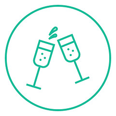 Image showing Two glasses of champaign line icon.