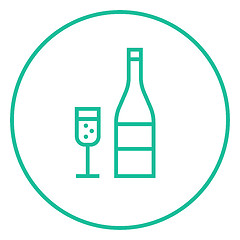 Image showing Bottle of champaign and glass line icon.