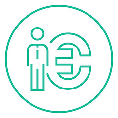 Image showing Businessman standing beside the Euro symbol line icon.