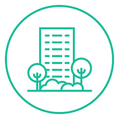 Image showing Residential building with trees line icon.