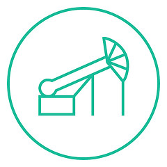 Image showing Pump jack oil crane line icon.