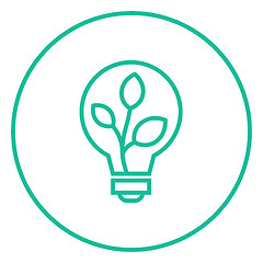 Image showing Lightbulb and plant inside line icon.