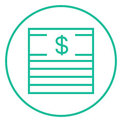 Image showing Stack of dollar bills line icon.