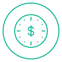 Image showing Wall clock with dollar symbol line icon.